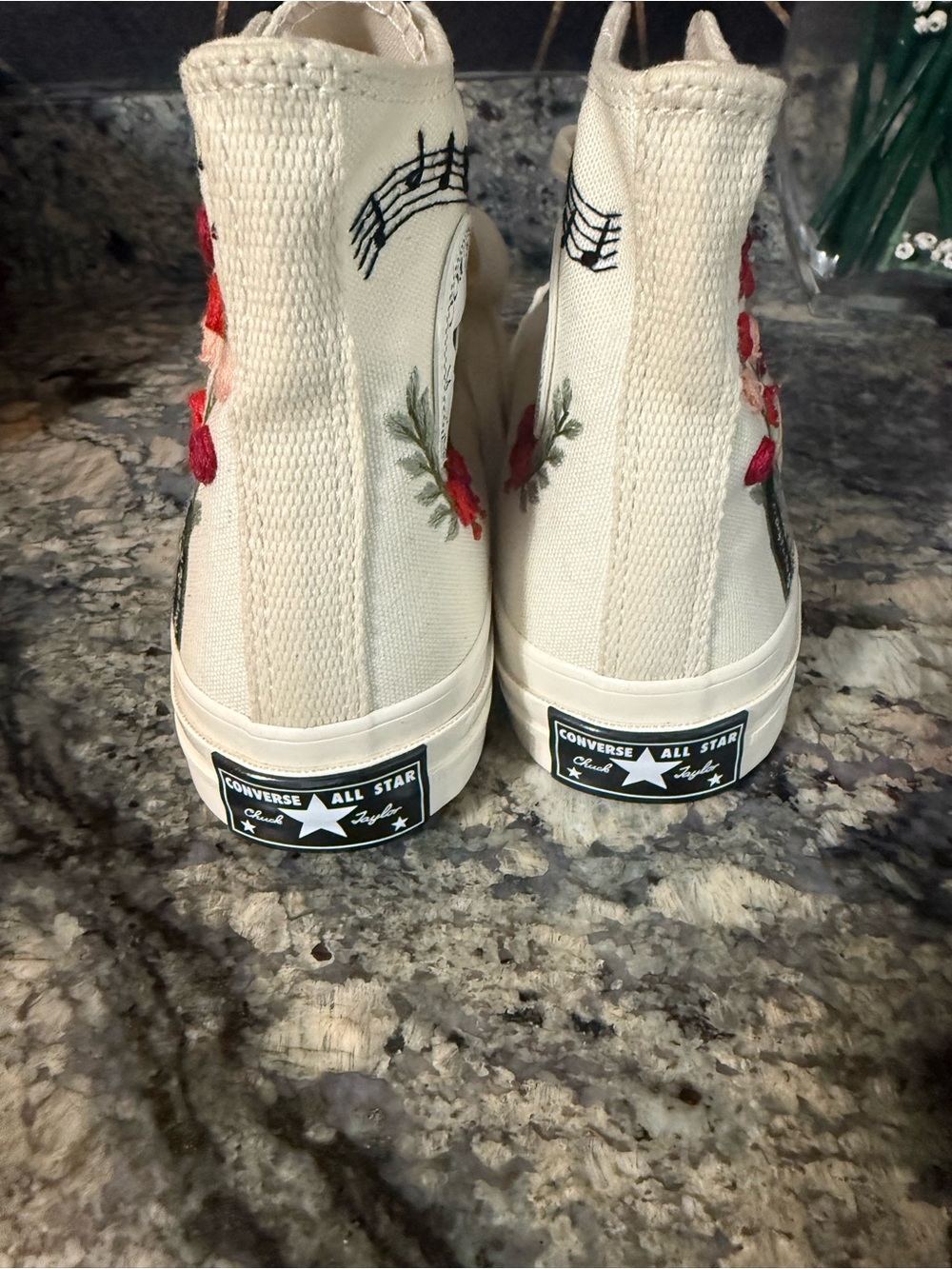 Converse White High-Top Sneakers with Hand-Painted Floral & Book Design. UNISEX - Picture 6 of 9
